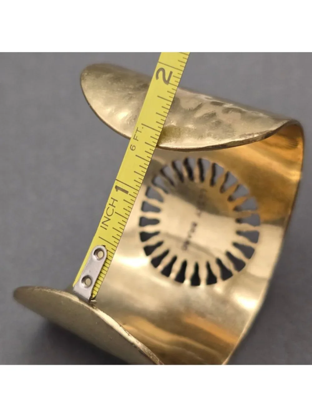 Lucky Brand Brass Sunburst Cuff Bracelet 7" Pink Quartz - Picture 16 of 16